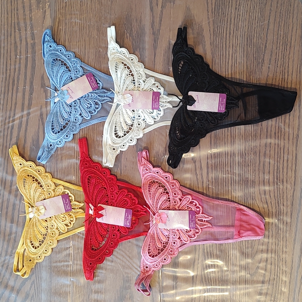 Set of 6 Butterfly G-string Panties - Small